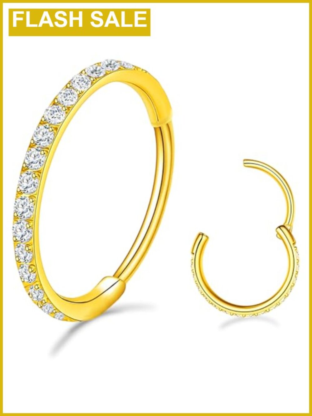 14K Gold Hinged Nose Ring Hoop 20G 6mm Surgical Steel Clicker Piercing Jewelry